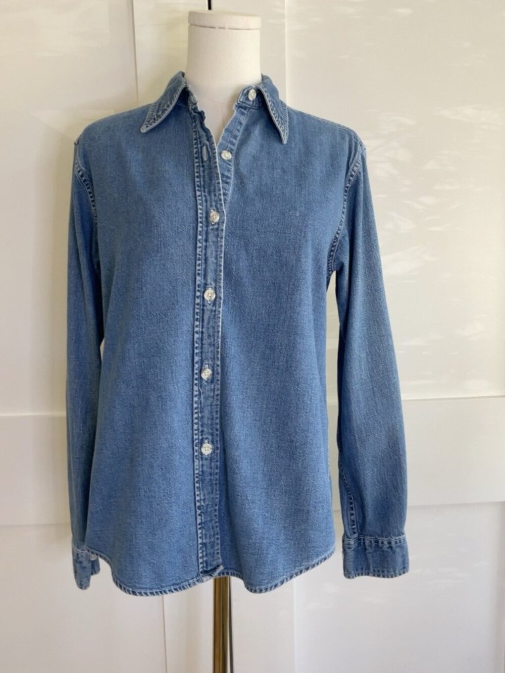 Vintage 90s Old School Denim Button Down Shirt Size Small